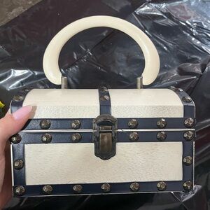 Vintage Stylish Cream and Black Studded bag